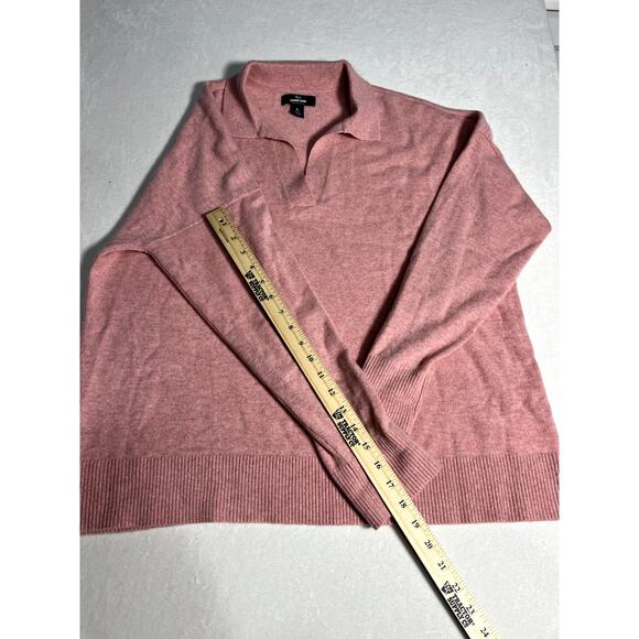 Lands End Womens 100% Cashmere Johnny Collar Sweater Pink Long Sleeve Size Large - Picture 6 of 10